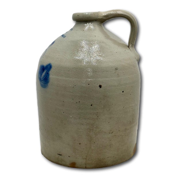 Excellent Antique American Blue Decorated 3 Gallon Stoneware Jug by Alfred J Buttler New Brunswick New Jersey - Circa 1860s For Sale - Image 10 of 18