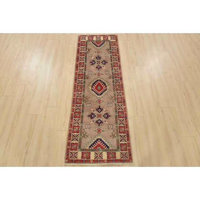 Farmhouse Kazak Runner 2’1” X 5’11” Brown Wool Tribal Hand-Knotted Oriental Rug For Sale - Image 3 of 10