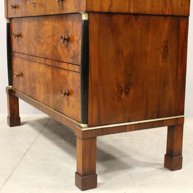 19th Century Italian Empire Chest of Drawers in Walnut For Sale - Image 11 of 13