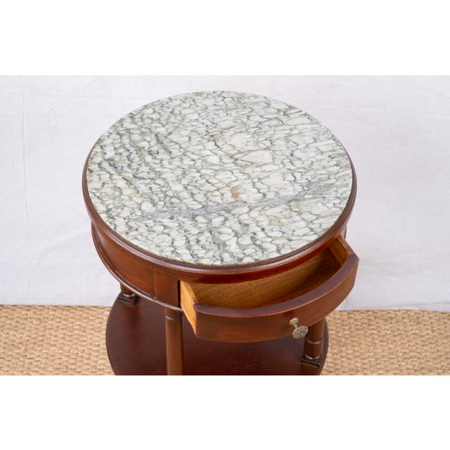 Brown Antique Pair of Tall Round Side Tables For Sale - Image 8 of 10