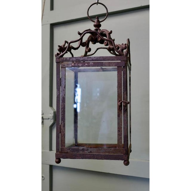 Wrought Iron French Arts and Crafts Hall Lantern This is a good large size for a Hallway or Porch Candle Lantern it has 4...