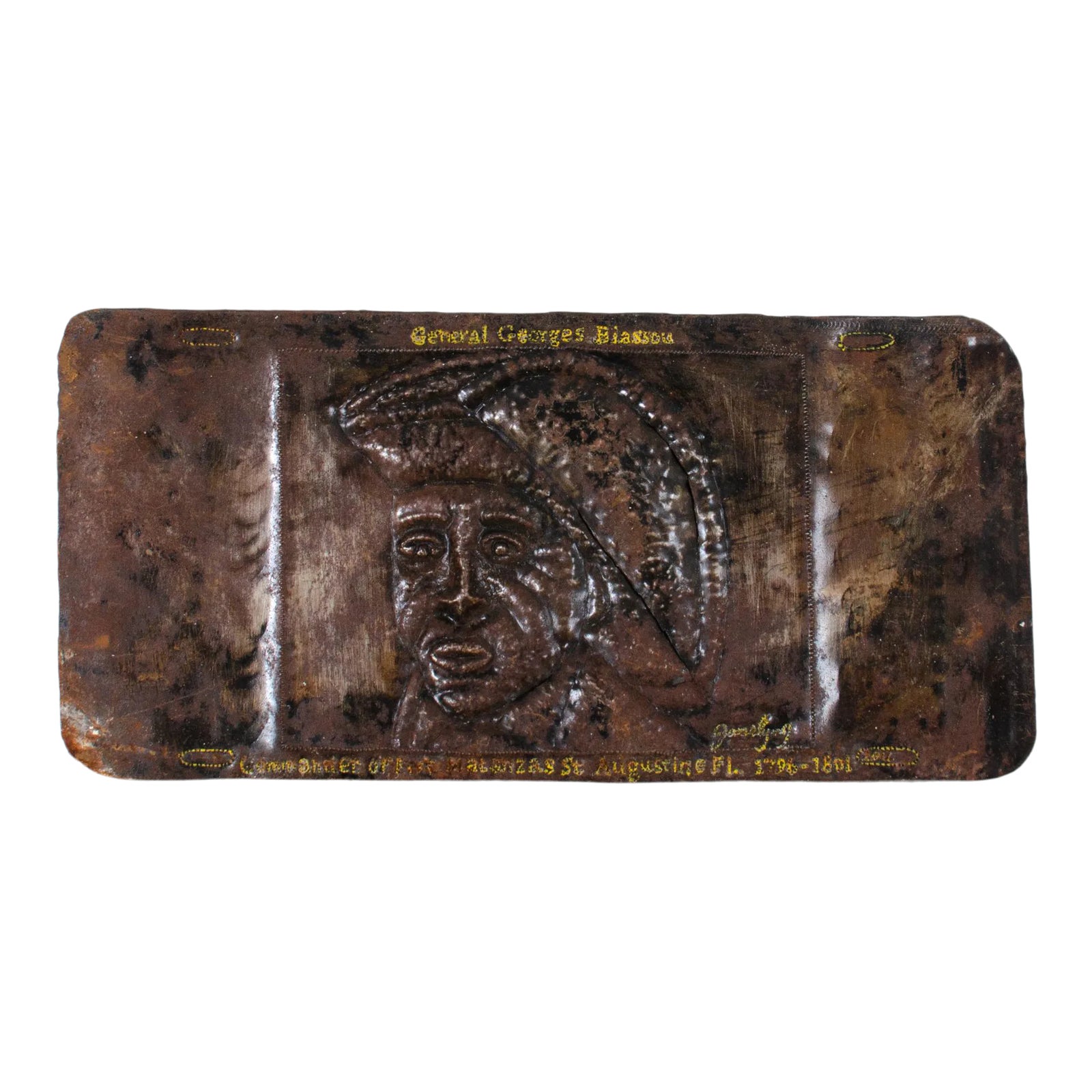 Haitian Metal Art Relief Portrait Plaque of General Georges Biassou ...