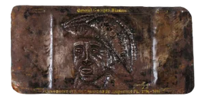 Haitian Metal Art Relief Portrait Plaque of General Georges Biassou