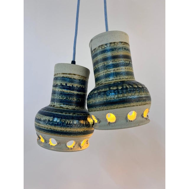 Hanging Lamp in Blue and Beige Ceramic by Per Engstrøm For Sale - Image 11 of 11