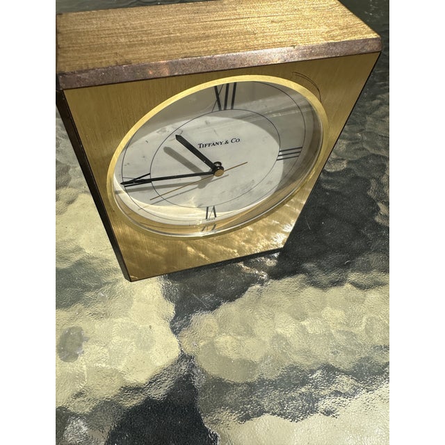 Metal 1970s Tiffany & Co. Gold-Tone Office Clock For Sale - Image 7 of 7