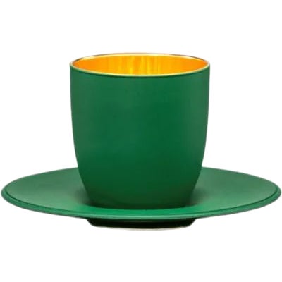 Nicolette Mayer Oro 24k Crystal Espresso Cup with Saucer, Emerald, in Gift Tube For Sale