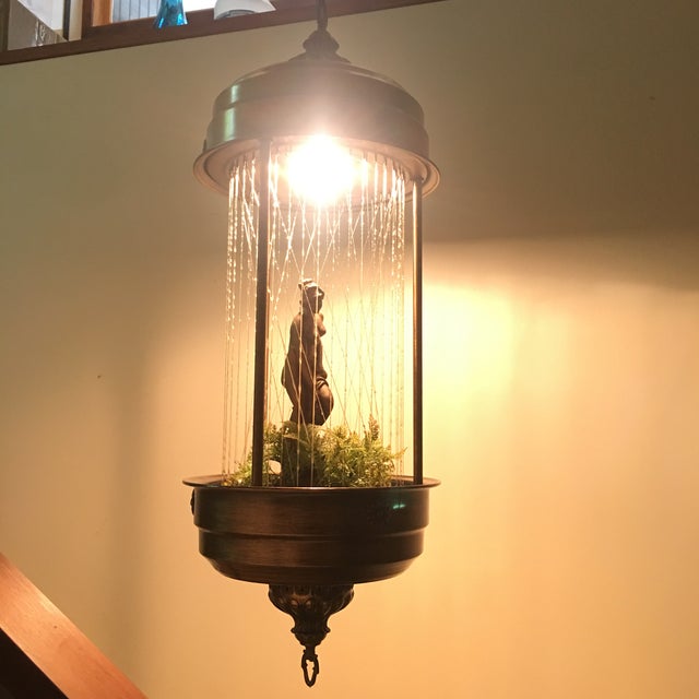 Vintage Swag Oil Rain Lamp With Greek Goddess by Johnson Lighting