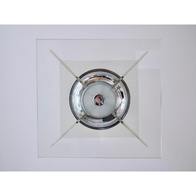 Silver Art Deco Ceiling Lamp with Thick Glass Plate, 1930s For Sale - Image 8 of 12