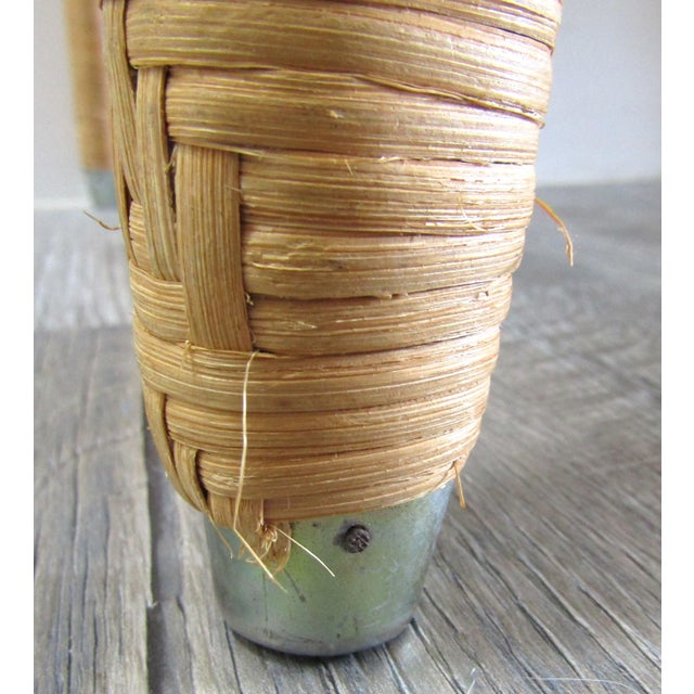 Brown 1960s Vintage French Country Wicker End Table Side Table With Bottom Shelf For Sale - Image 8 of 8