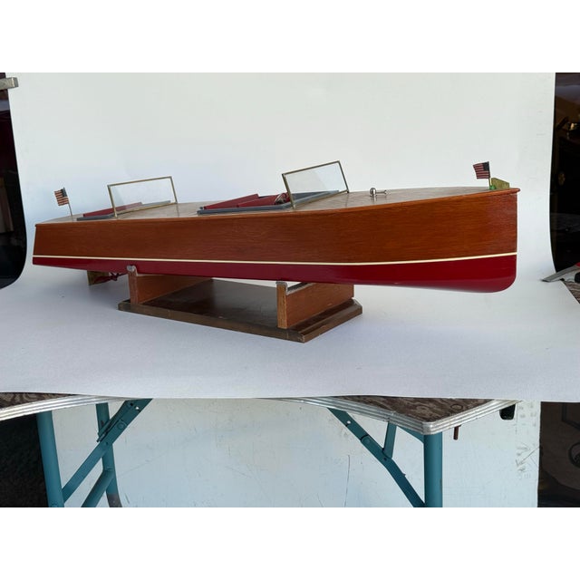 1970's Handcrafted Oversized Model Wood Boat For Sale - Image 9 of 10