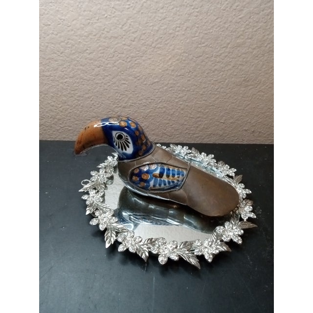 1970s Gorgeous Signed Sergio Bustamante Brass & Tonala Ceramic Toucan Figurine For Sale - Image 4 of 7