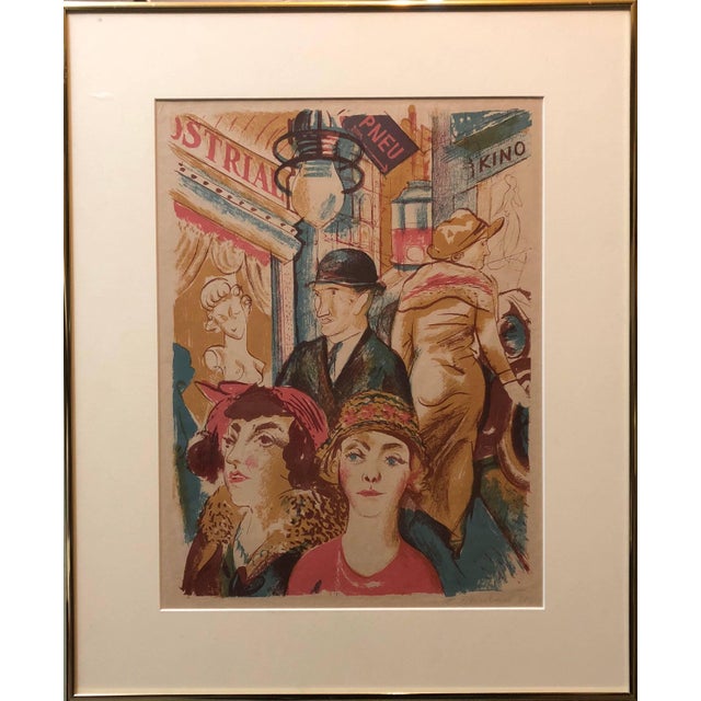 Man in bowler hat, ladies in hats out shopping. Vojtěch Tittelbach ( 1900, Mutějovice - 1971, Prague) was a Czech painter...