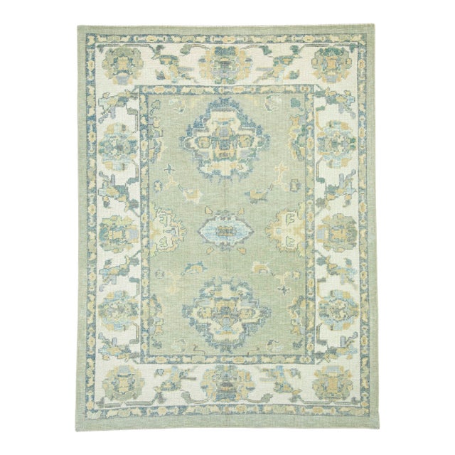 Turkish Oushak Rug 5'2" x 6'11" #19104 For Sale
