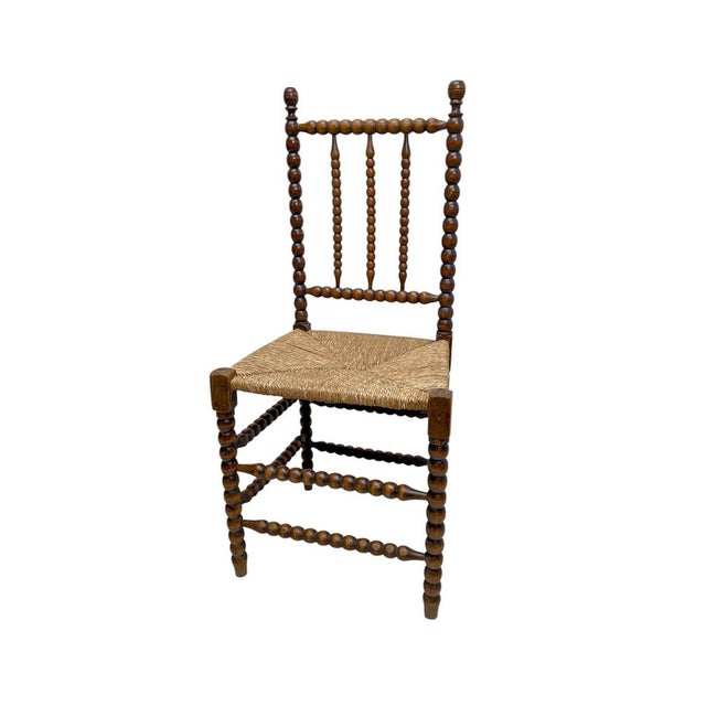 Dutch farmhouse chair with twisted (bobbin) legs and rails, 1880-1920. with an authentic, traditionally woven rush seat....