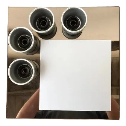 Italian Square Ceiling Light in Aluminum and Steel, 1970s For Sale