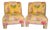 Pair of Palm Beach Regency Yellow Floral Slipper Chairs With Throw Pillows For Sale