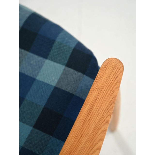 Scandinavian Armchair in Oak and Blue Wool, 1950s For Sale - Image 9 of 12