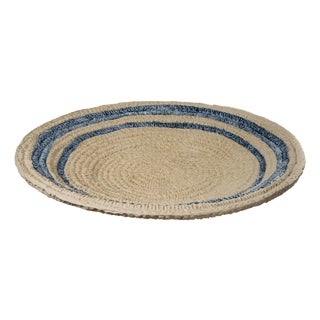 Aster Sand & Blue Basket Pattern Ceramic Plate For Sale