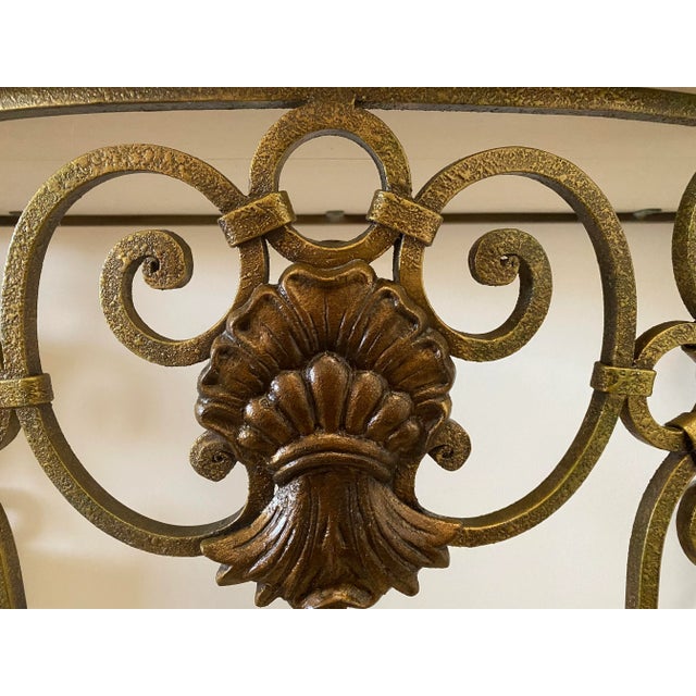 Console/Entry Table With Stone Top and Mother of Pearl Inlay For Sale - Image 4 of 13