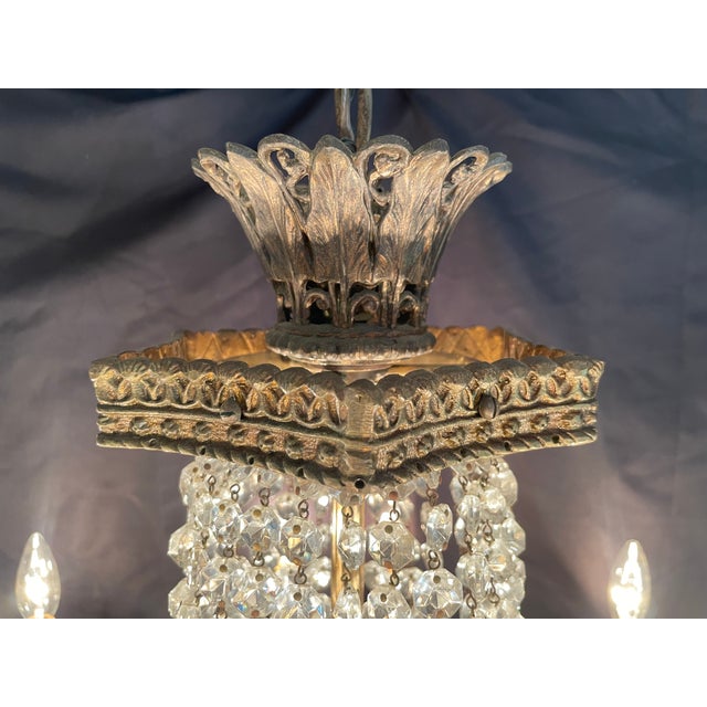 Vintage French Empire Styled Crystal Chandelier For Sale - Image 9 of 13