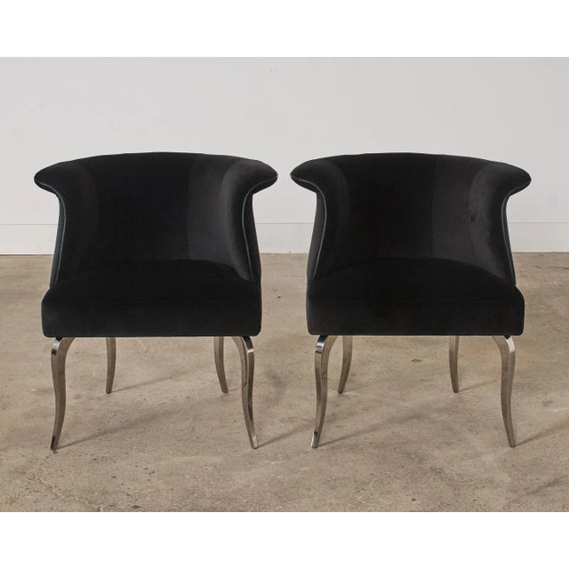 Pair of Fendi Casa Black Velvet Chrome Tulip Chairs For Sale In Sacramento - Image 6 of 12