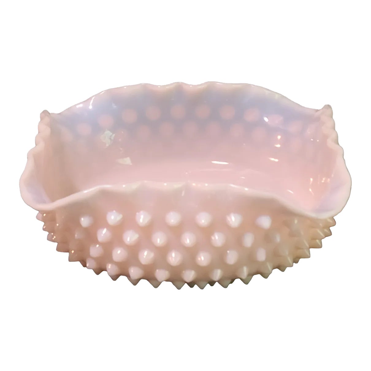 Mid 20th Century Vintage Fenton Pink Opaline Opalescent Glass Hobnail ...
