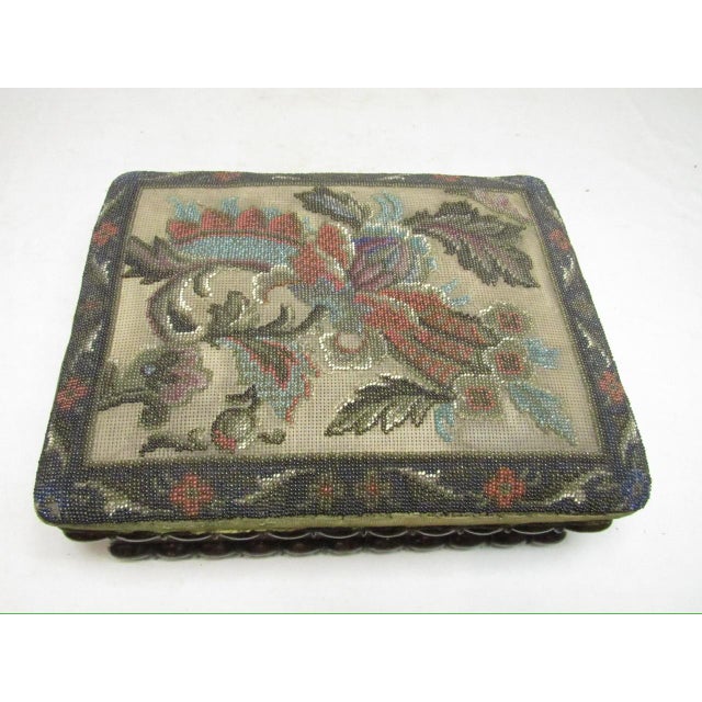 Brown English Victorian Beadwork Box For Sale - Image 8 of 17