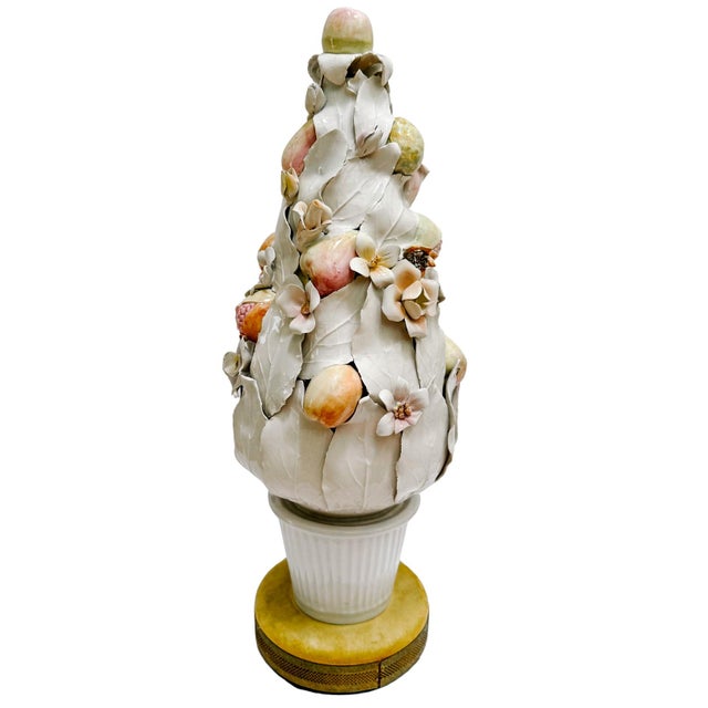 Italian Mid-Century Italian Porcelain Pastel Fruit Topiaries & Table Lamp Conversions by Ardalt For Sale - Image 3 of 18