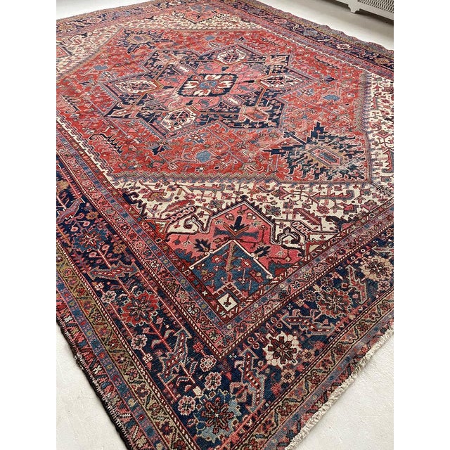 TRUE KING Mighty Iconic Antique Karaja Deep Strawberry Rug 10.6 x 13 For Sale - Image 11 of 18