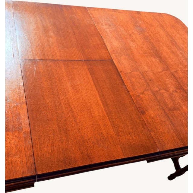 Antique 1920s Federal Hepplewhite Walnut Dining Table 16" Leaf Self-Storing For Sale - Image 10 of 18