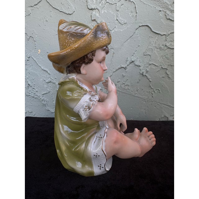 Antique Style Camille Naudot French Porcelain Piano Baby Boy Figurine Model 6068a For Sale - Image 4 of 9