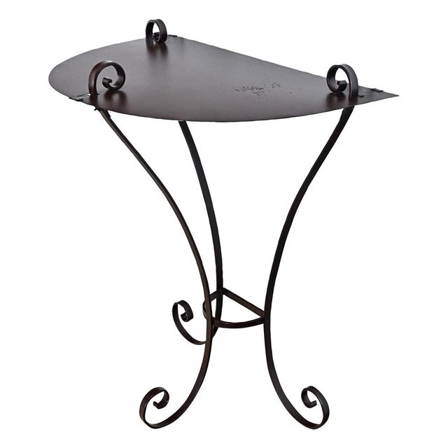 French Early 20th Century French Wrought Iron Demilune Console in New Powder-coat For Sale - Image 3 of 11