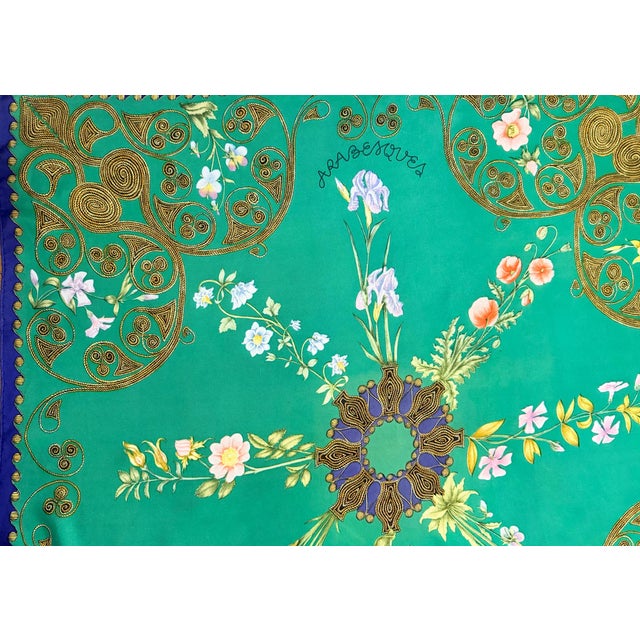Textile HERMÈS ARABESQUES Silk Scarf Designed by Henri d’Origny 1964 For Sale - Image 7 of 9