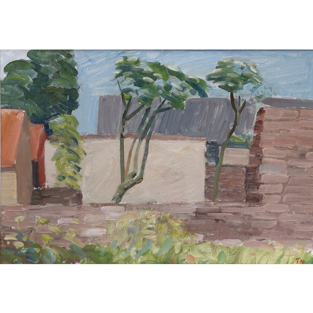 Rural landscape painting with beautiful loose brushstrokes, sourced directly from Sweden.
