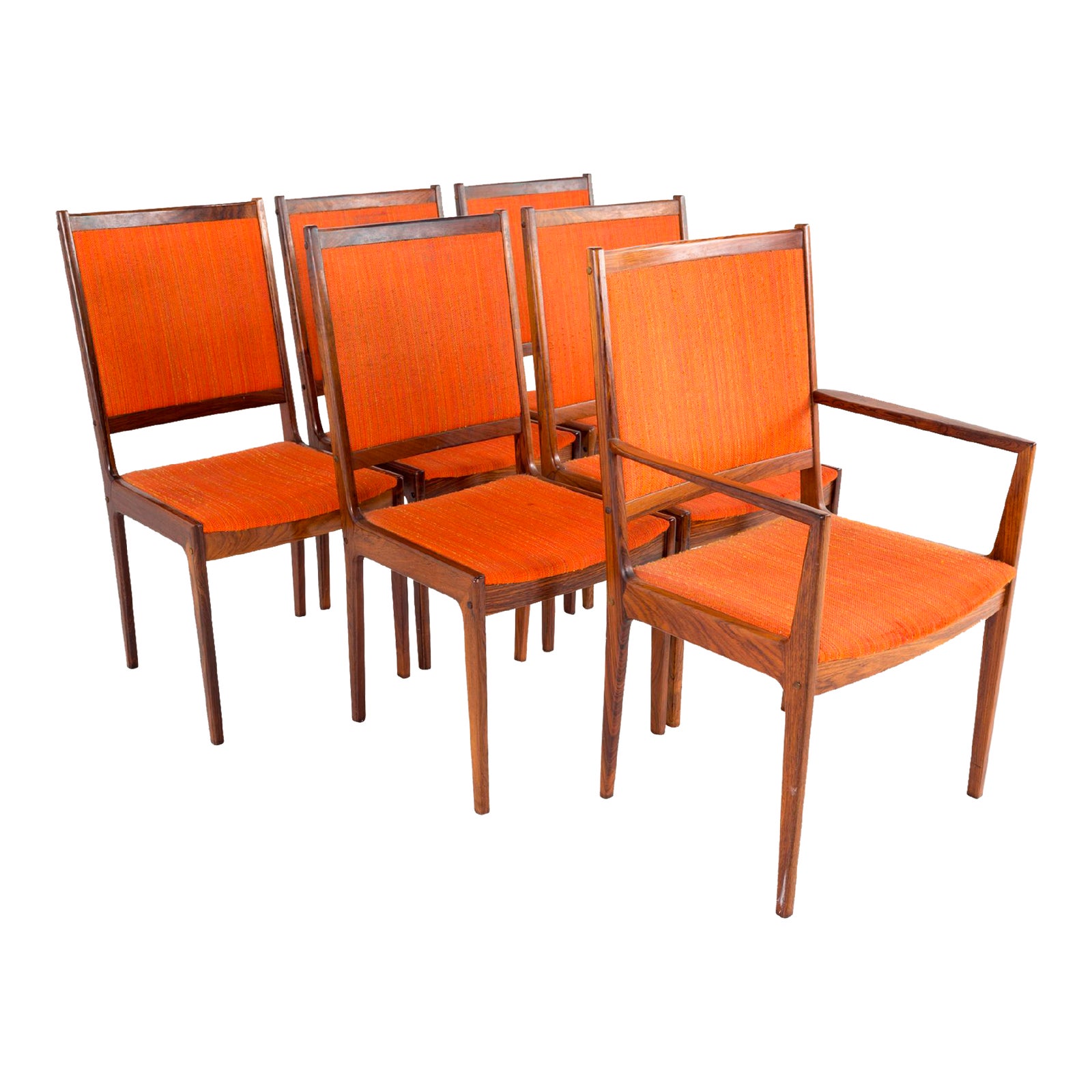 Kofod Larsen Mid Century Rosewood Highback Dining Chairs Set of 6 Chairish