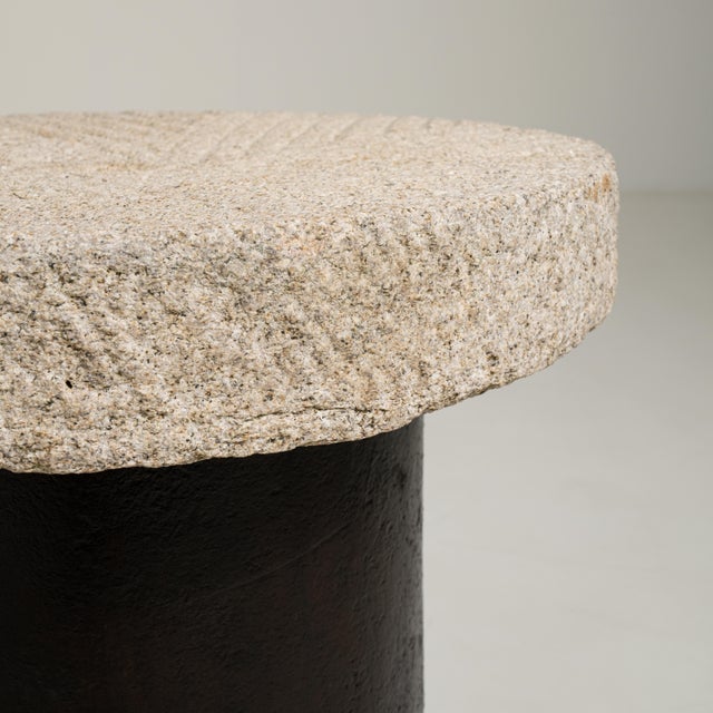 Contemporary Iron Side Table with Stone Top, Antique, China, Early 20th Century For Sale - Image 3 of 12
