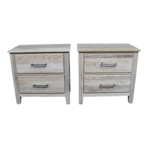 Pair of Contemporary Solid White Oak Nightstands by Vaughan-Bassett