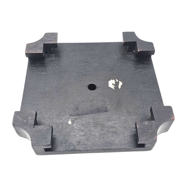 Wood Hand-Carved Chinese Ebony Wood Display Stand – Square Base With Round Vase Seat For Sale - Image 7 of 7