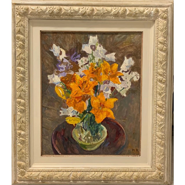 Maya Kopitzeva, Bouquet of Orange Flowers, 1981, Oil Painting, Framed For Sale