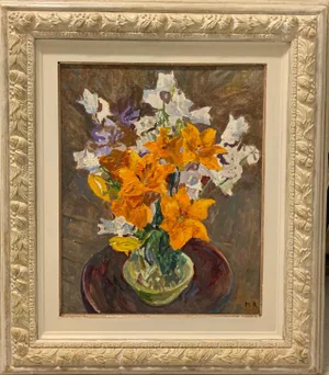 Maya Kopitzeva, Bouquet of Orange Flowers, 1981, Oil Painting, Framed