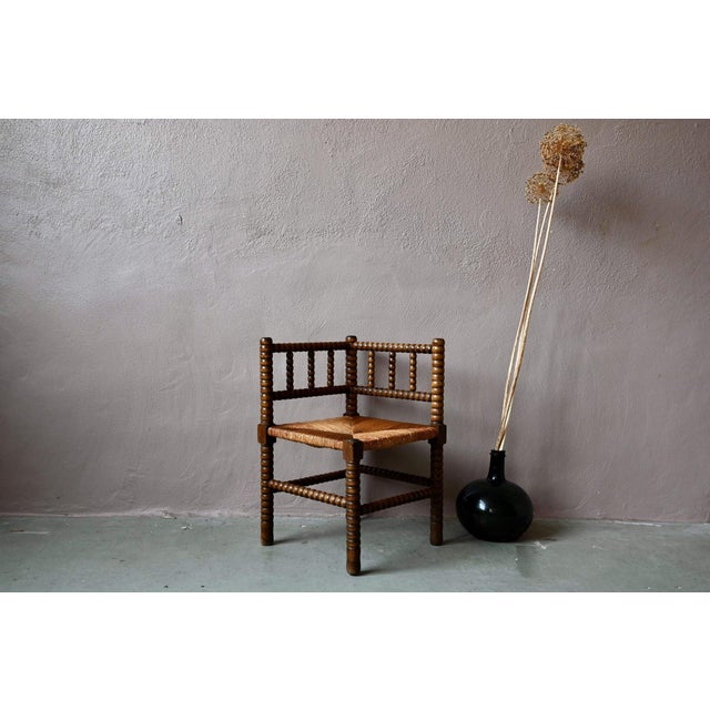Louis XIII Style Corner Chair in Turned Oak, 1950s For Sale - Image 3 of 12