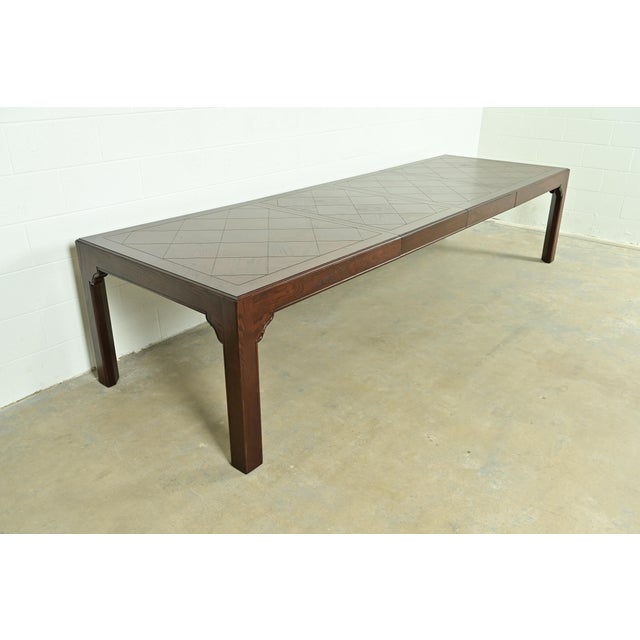 Henredon Mid-Century Hollywood Regency Chinoiserie Oak Extension Dining Table, Newly Refinished For Sale - Image 16 of 16