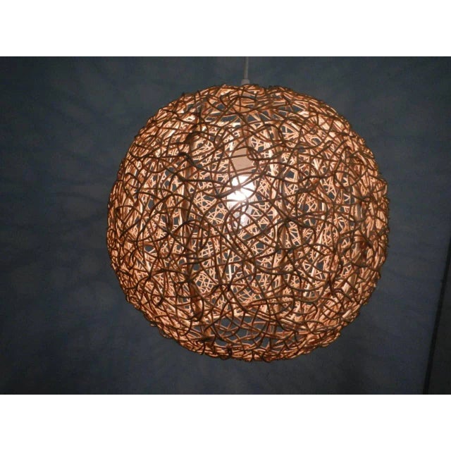 Wood Rattan Chandelier, 1970s For Sale - Image 7 of 9
