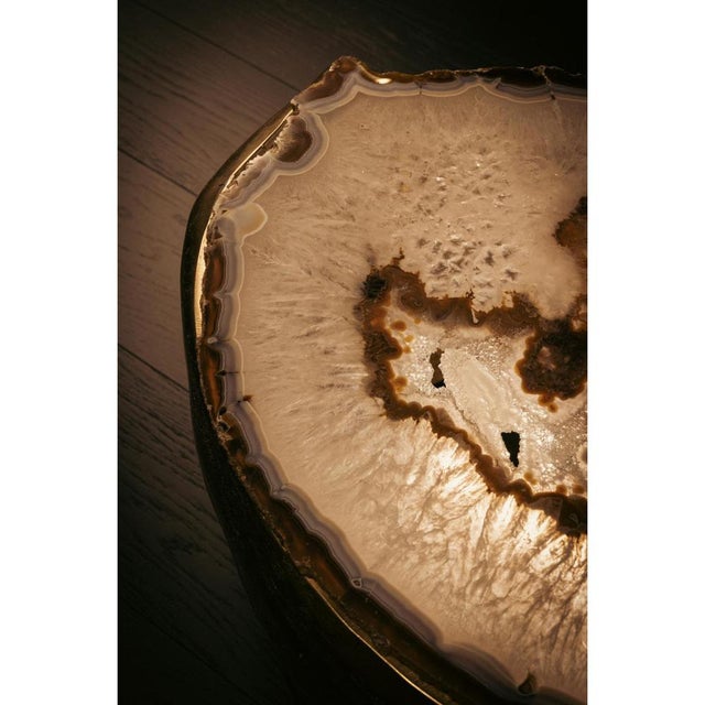 Ernest Coffee Table in Agate Gemstone & Cast Brass by Alex Turco For Sale - Image 6 of 10