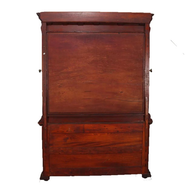 Brown Antique Horner School Carved Mahogany Chest of Drawers and Mirror, Circa 1900 For Sale - Image 8 of 13