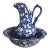 Vintage Victorian Pitcher and Wash Basin Blue and White Flowers Ironstone Set For Sale
