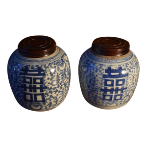 Pair of 19th Century Porcelain Ginger Jars
