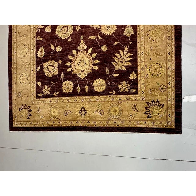 Textile Indian, Wool Carpet, Burgundy and Beige, 21st Century For Sale - Image 7 of 12