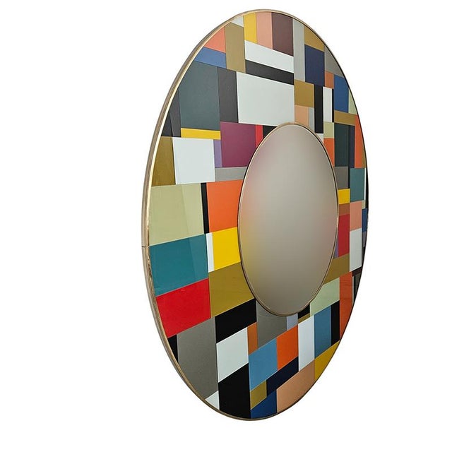 1980s Vintage Round Glass Mirror, 1980s For Sale - Image 5 of 6
