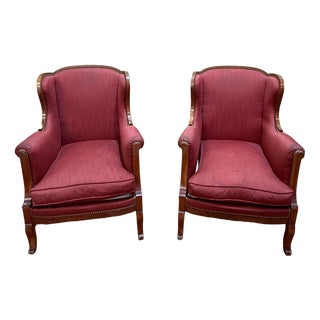 Antique Wingback Chairs in Mahogany, 1900 For Sale